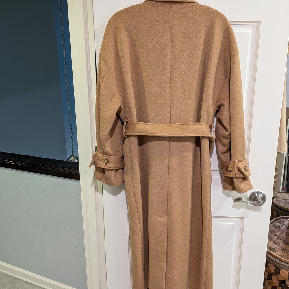 LOFT Tan Maxi Wool Trench Coat - Picture 2 of 10